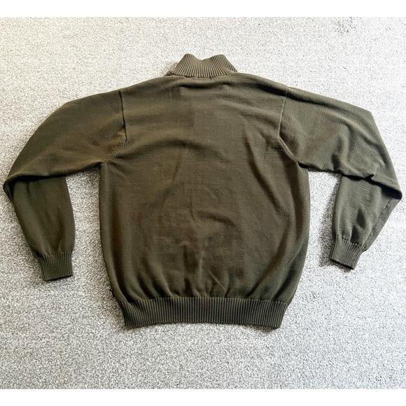 IZOD Green Argyle Sweater Men's Size Medium 1/4 Zip Cotton Preppy Academia - Picture 2 of 5